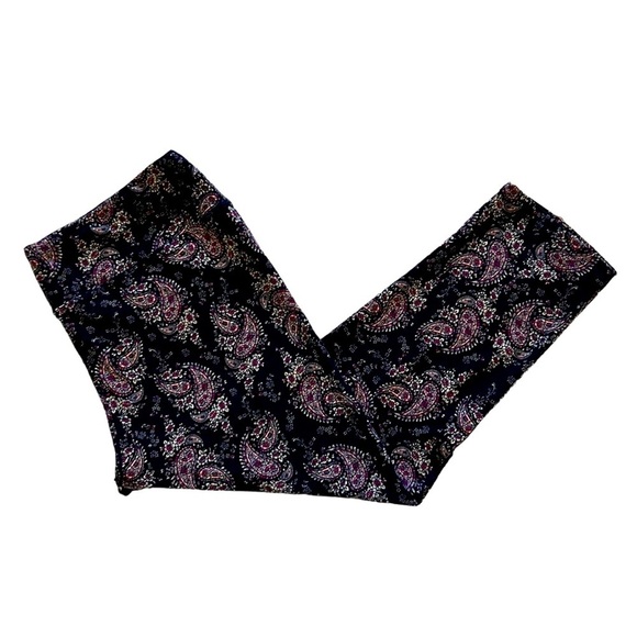 Lildy | Paisley Floral Super Soft Leggings‎ Capri High Waisted Navy/Pink … - Picture 5 of 7